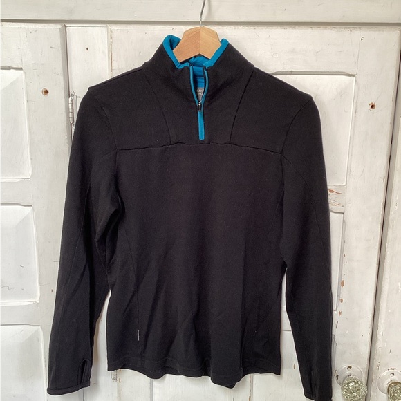 Icebreaker Merino 1/4 Zip Black Pullover - Picture 1 of 7
